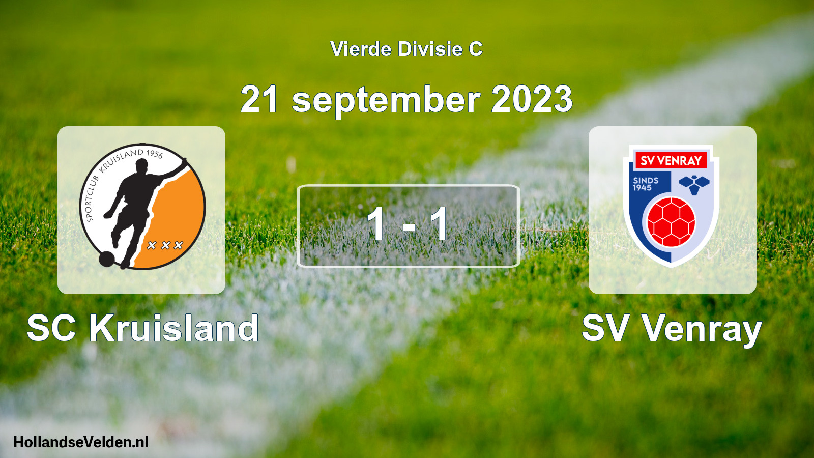 Total number of matches played: SC Kruisland - SV Venray 1 - 1 (21 September 2023)