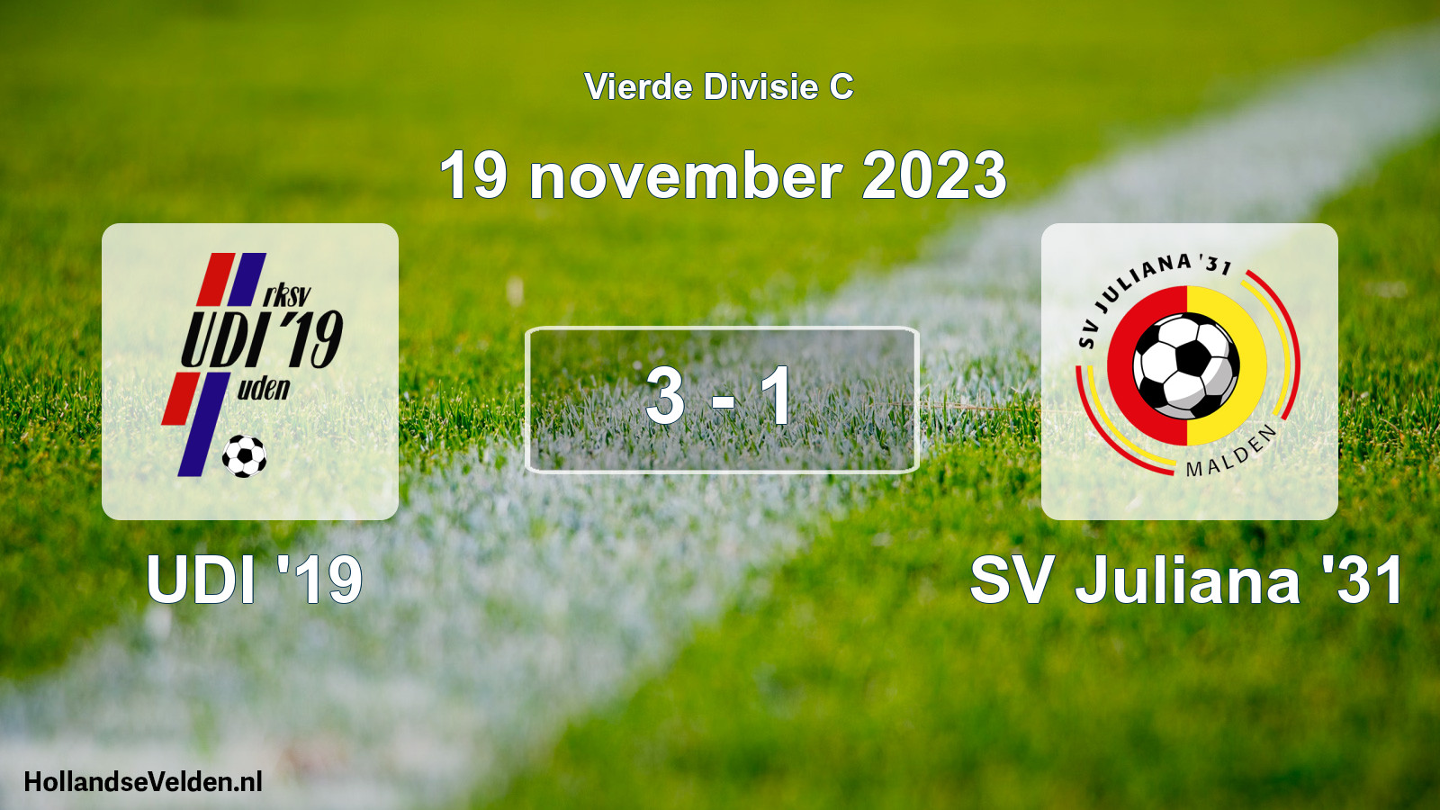 Total number of matches played: UDI '19 - SV Juliana '31 3 - 1 (19 November 2023)