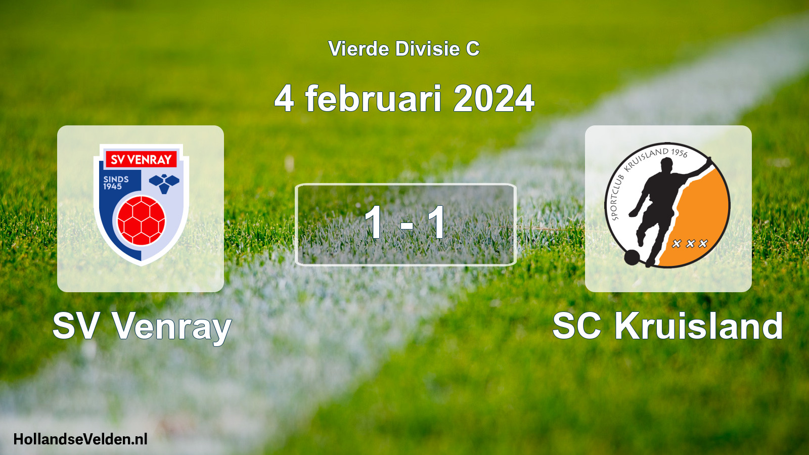 Total number of matches played: SV Venray - SC Kruisland 1 - 1 (4 February 2024)