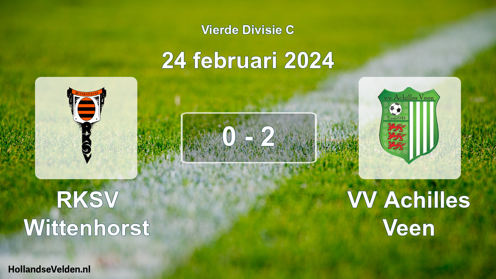 Gespeelde wedstrijd: RKSV Wittenhorst - VV Achilles Veen 0 - 2 (24 februari 2024)