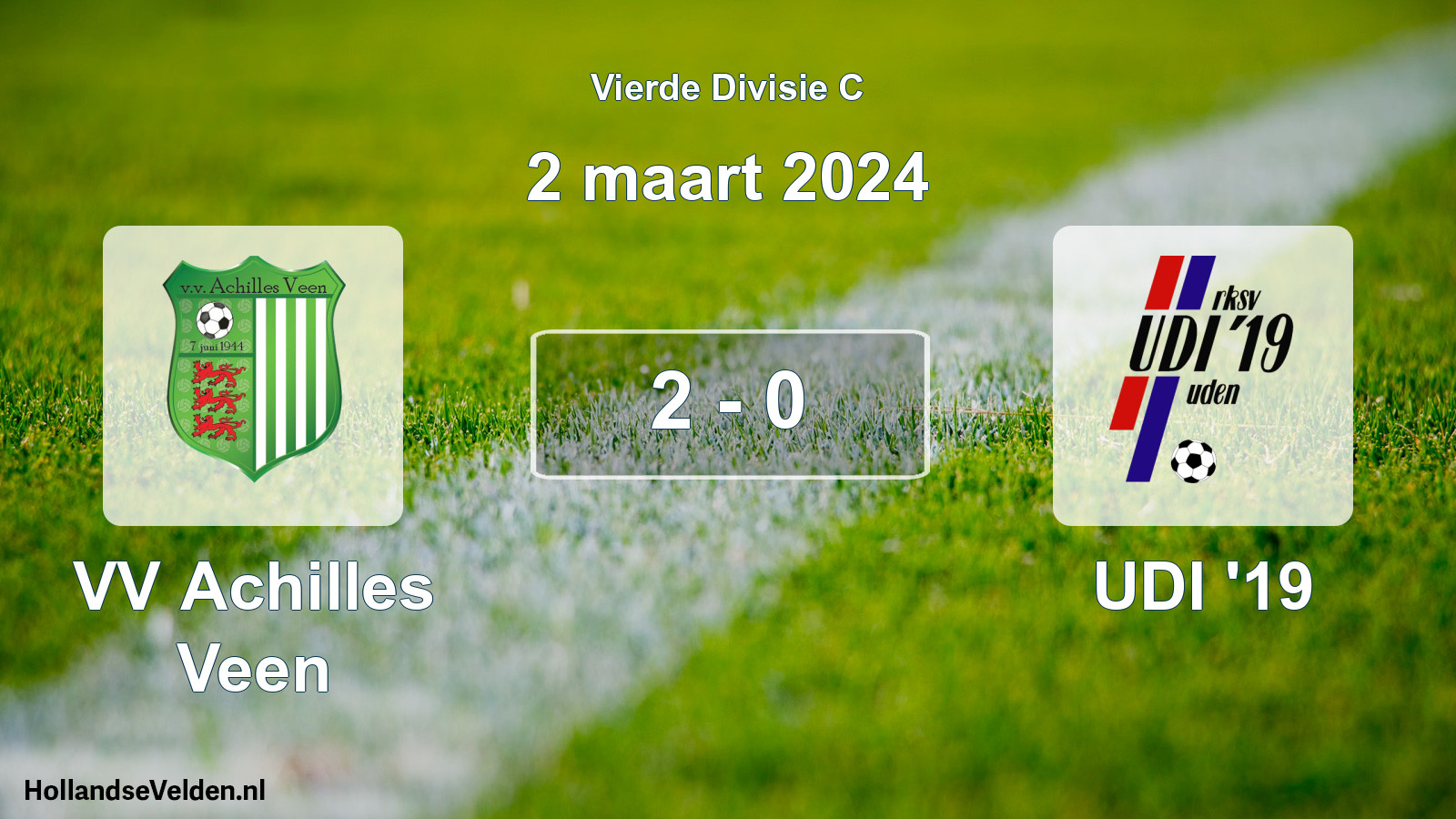 Total number of matches played: VV Achilles Veen - UDI '19 2 - 0 (2 March 2024)