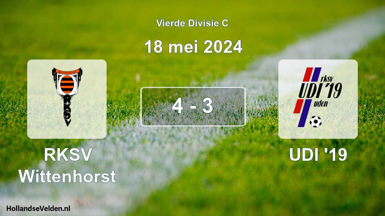 Total number of matches played: RKSV Wittenhorst - UDI '19 4 - 3 (18 May 2024)