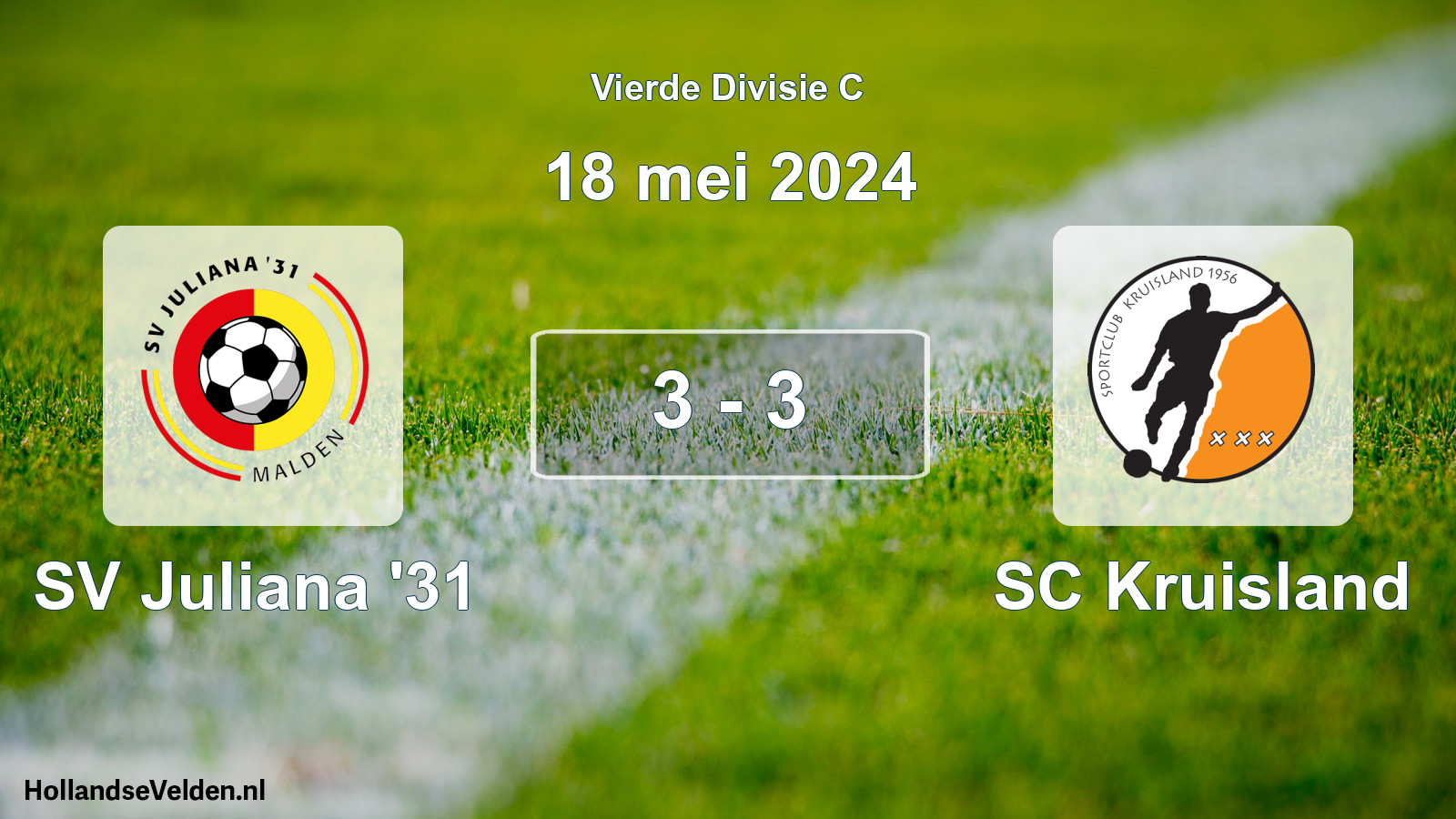 Total number of matches played: SV Juliana '31 - SC Kruisland 3 - 3 (18 May 2024)