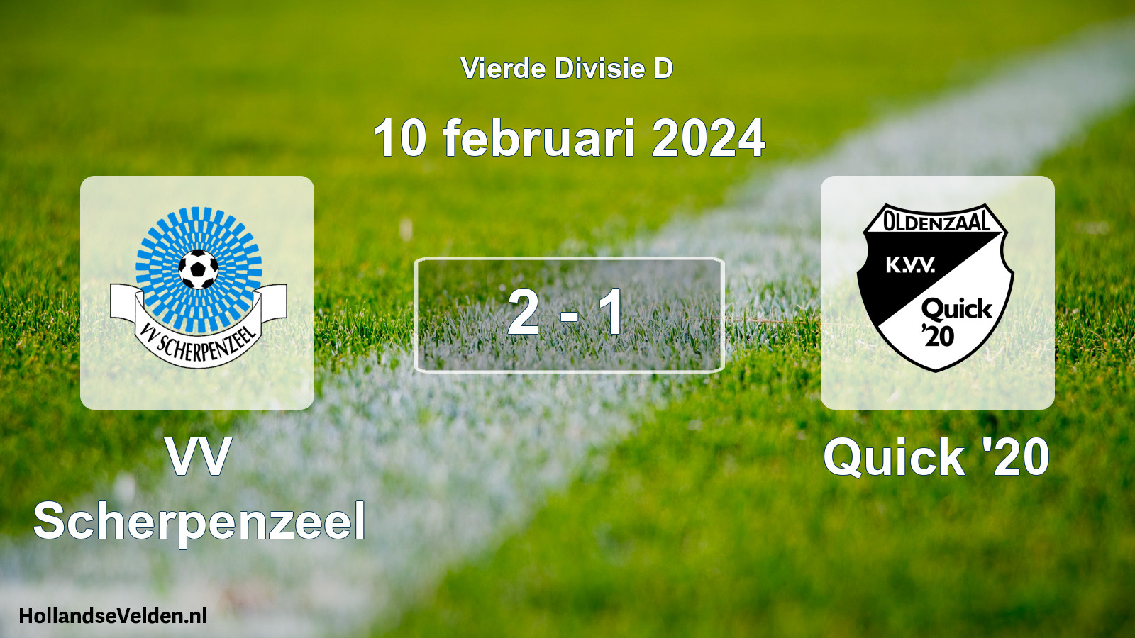 Total number of matches played: VV Scherpenzeel - Quick '20 2 - 1 (10 February 2024)