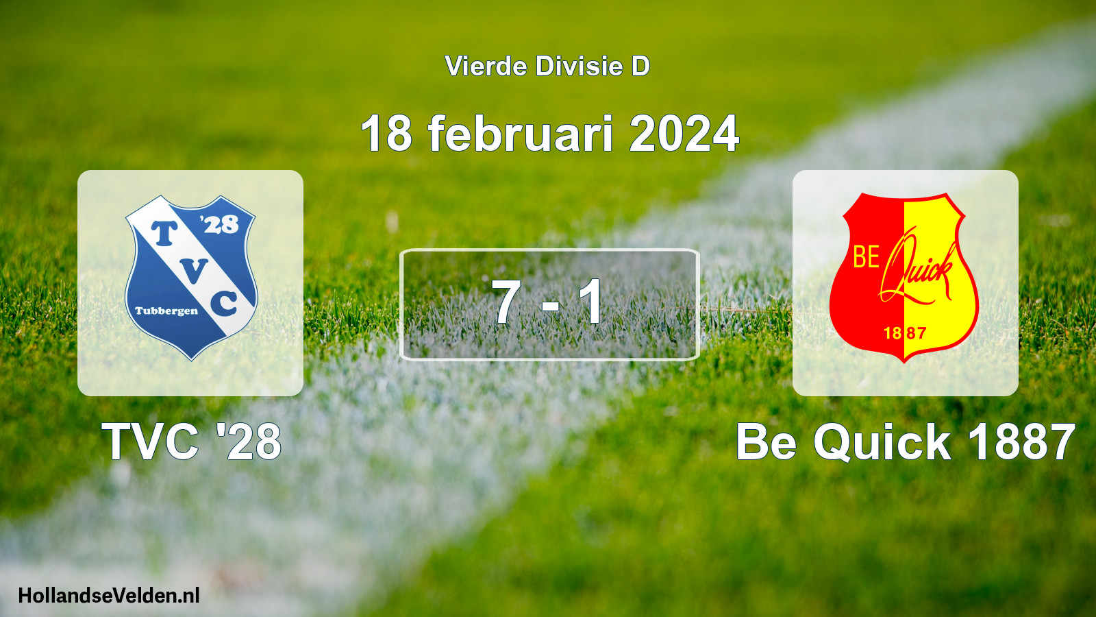 Total number of matches played: TVC '28 - Be Quick 1887 7 - 1 (18 February 2024)