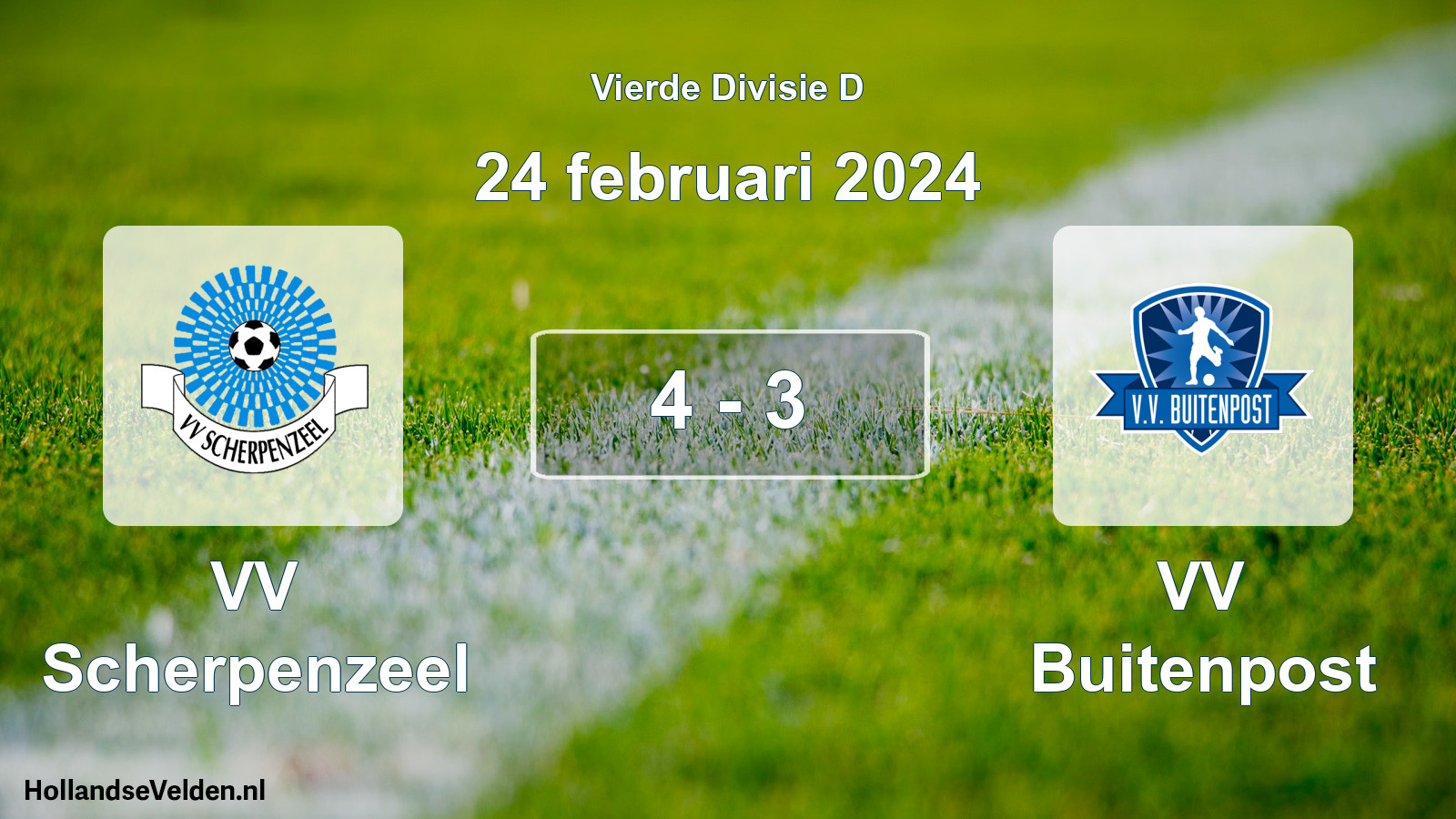 Total number of matches played: VV Scherpenzeel - VV Buitenpost 4 - 3 (24 February 2024)