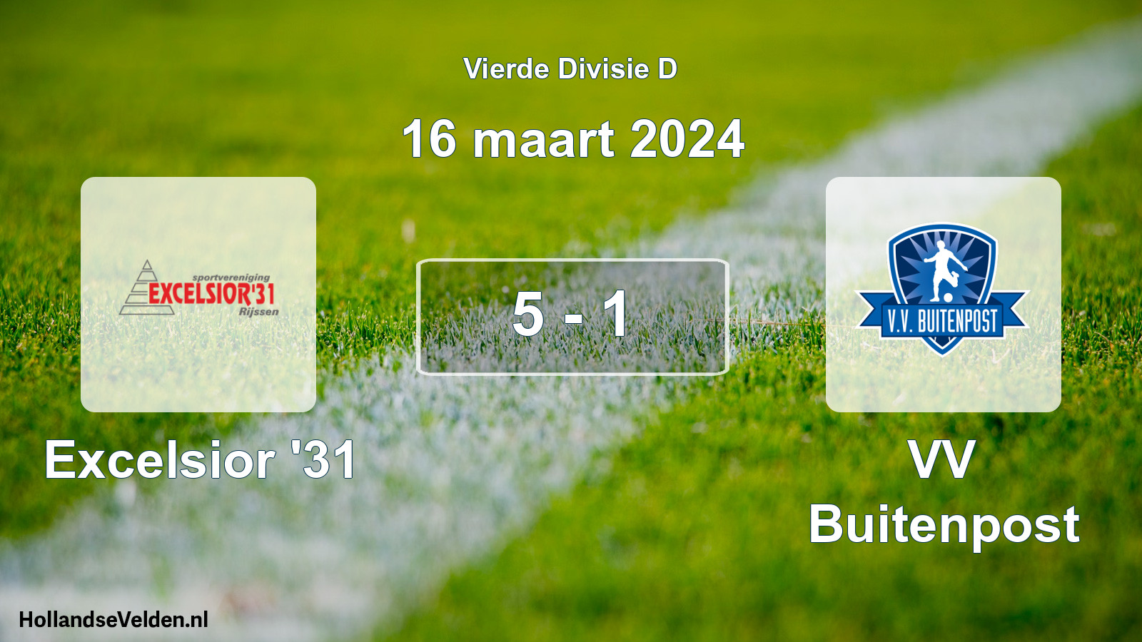 Total number of matches played: Excelsior '31 - VV Buitenpost 5 - 1 (16 March 2024)