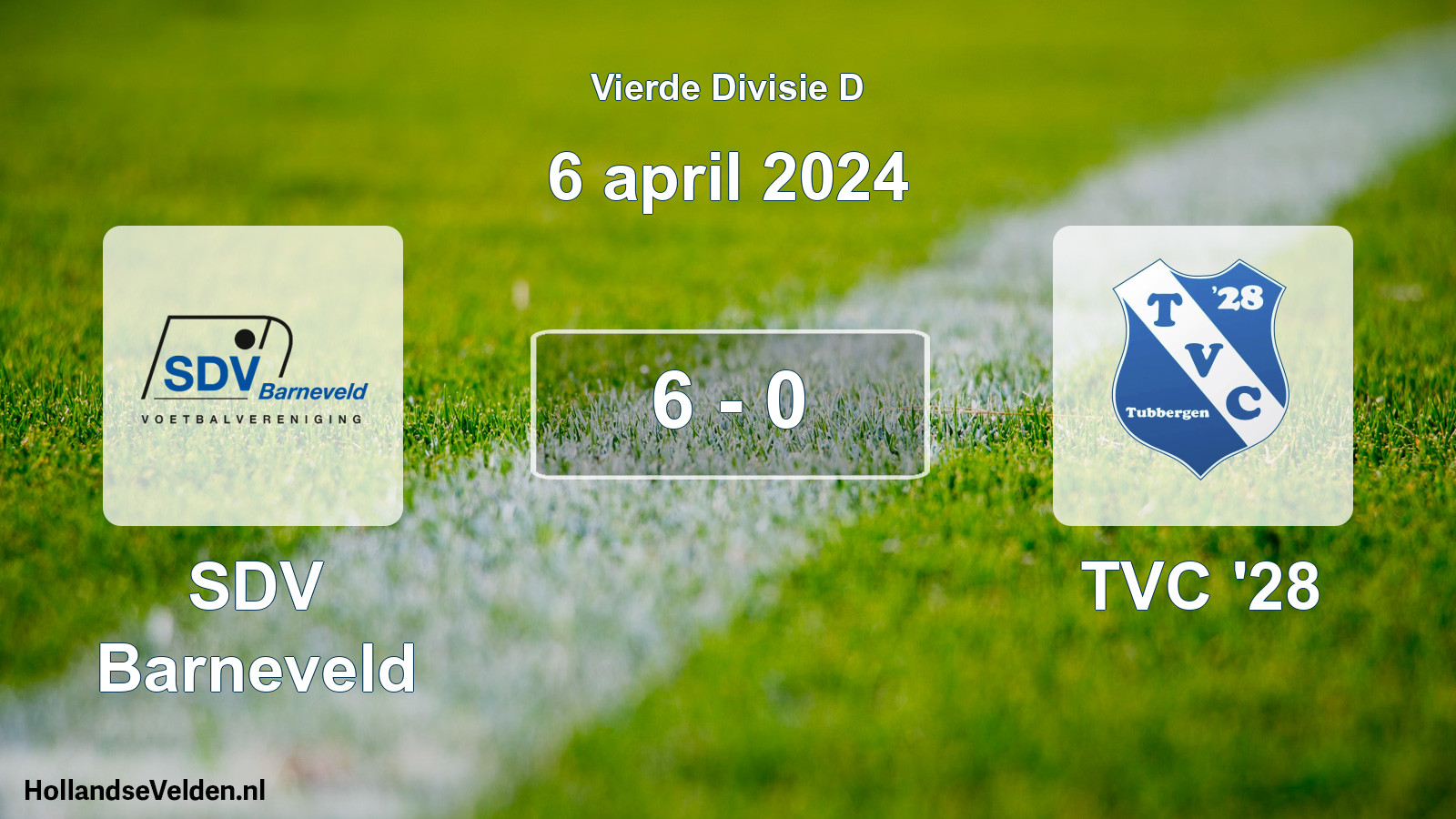 Total number of matches played: SDV Barneveld - TVC '28 6 - 0 (6 April 2024)
