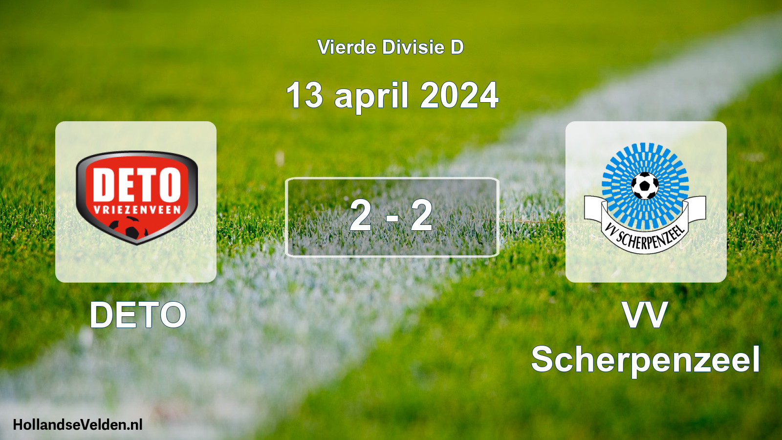 Total number of matches played: DETO - VV Scherpenzeel 2 - 2 (13 April 2024)