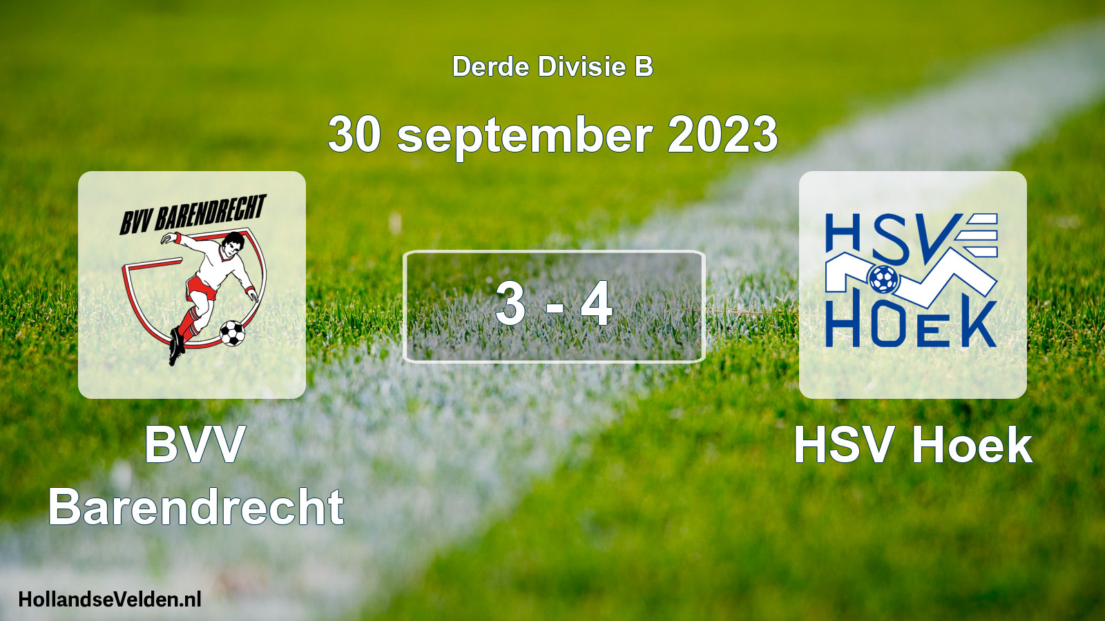 Total number of matches played: BVV Barendrecht - HSV Hoek 3 - 4 (30 September 2023)