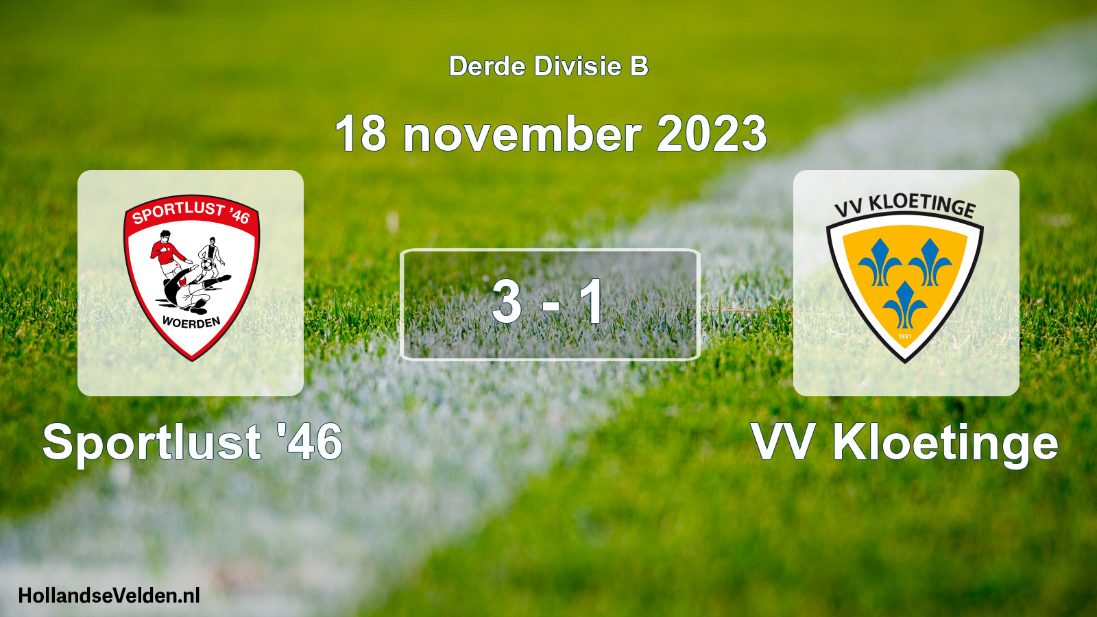 Total number of matches played: Sportlust '46 - VV Kloetinge 3 - 1 (18 November 2023)
