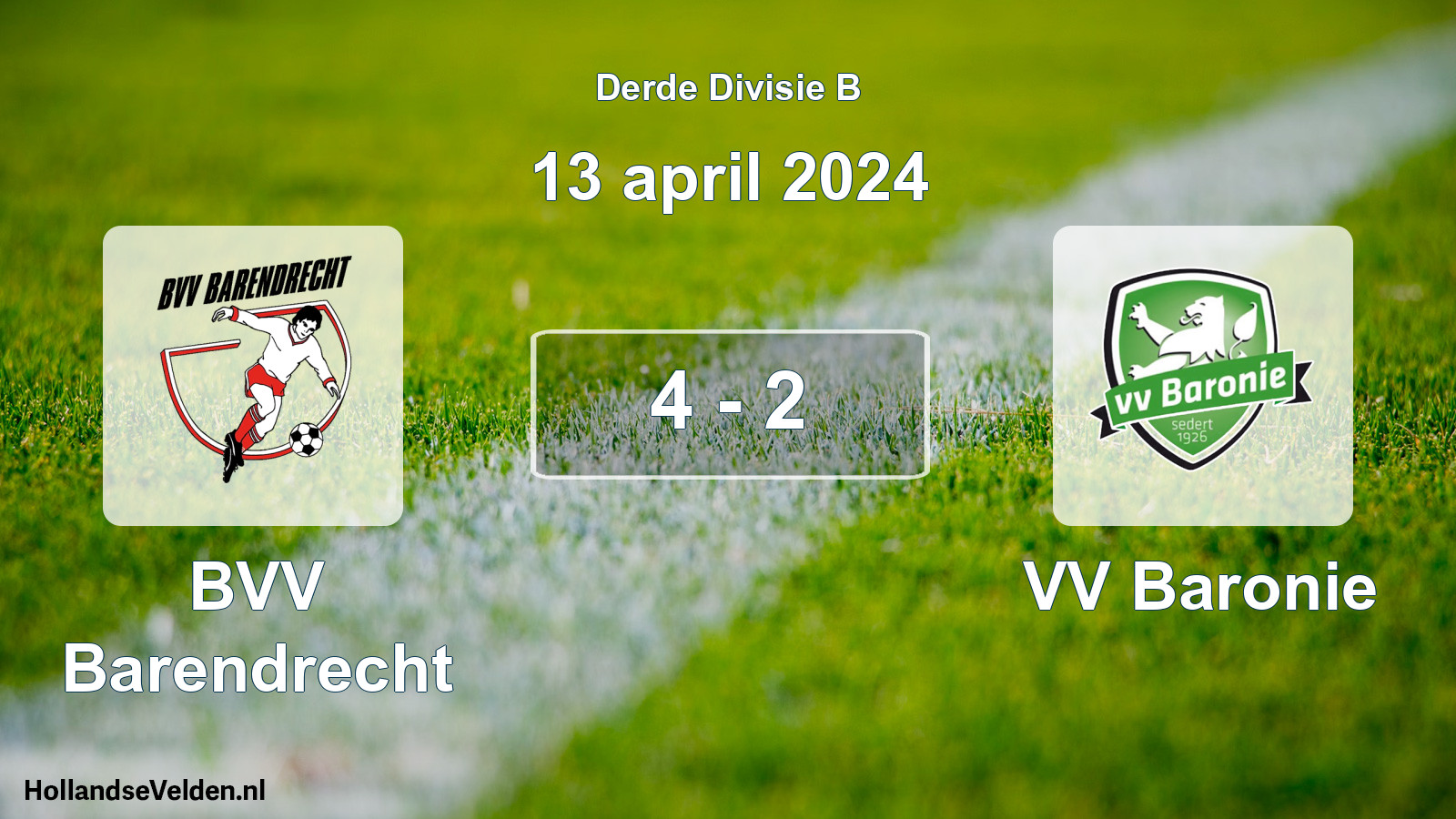Total number of matches played: BVV Barendrecht - VV Baronie 4 - 2 (13 April 2024)