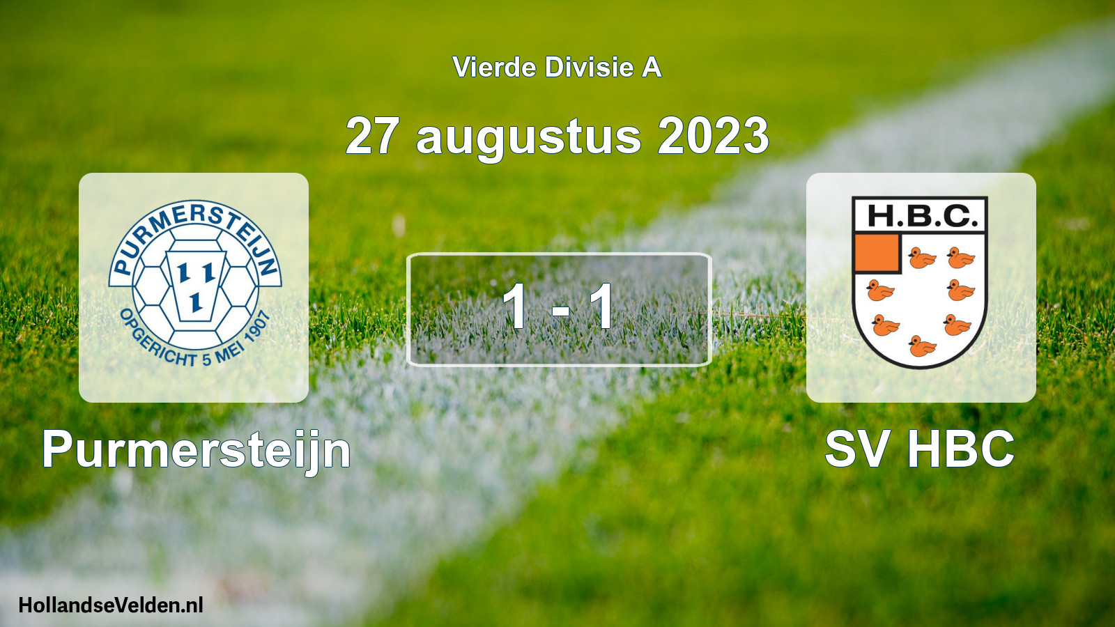 Total number of matches played: Purmersteijn - SV HBC 1 - 1 (27 August 2023)