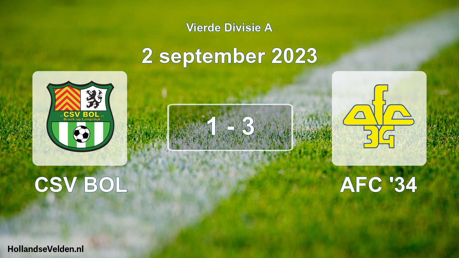 Total number of matches played: CSV BOL - AFC '34 1 - 3 (2 September 2023)