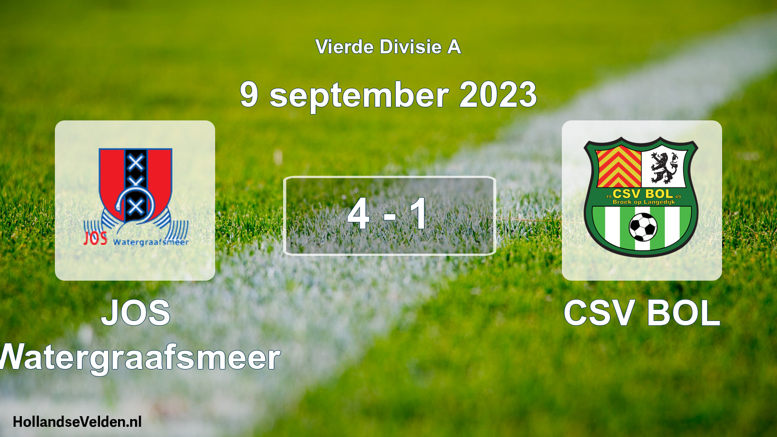 Total number of matches played: JOS Watergraafsmeer - CSV BOL 4 - 1 (9 September 2023)