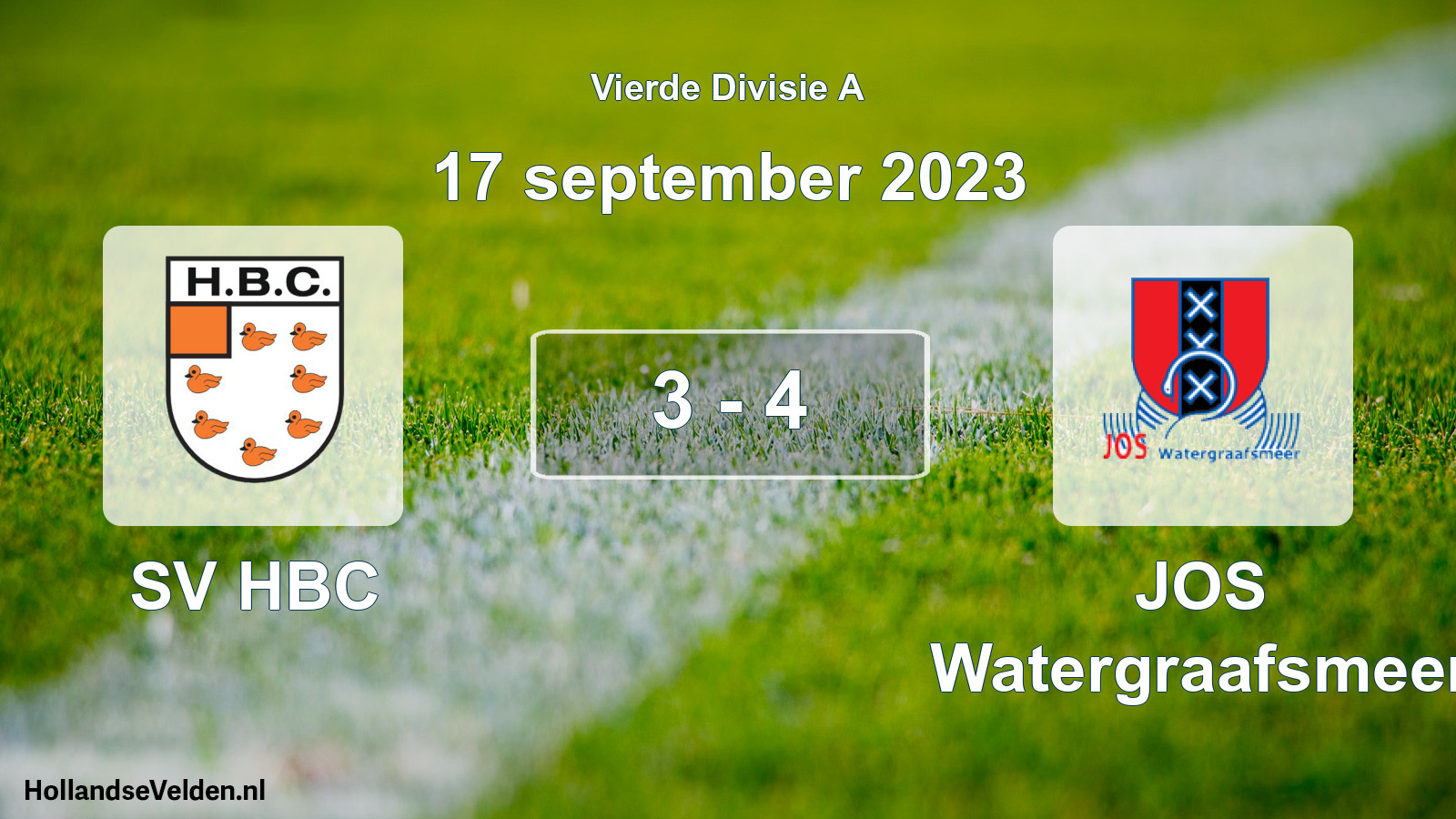 Total number of matches played: SV HBC - JOS Watergraafsmeer 3 - 4 (17 September 2023)