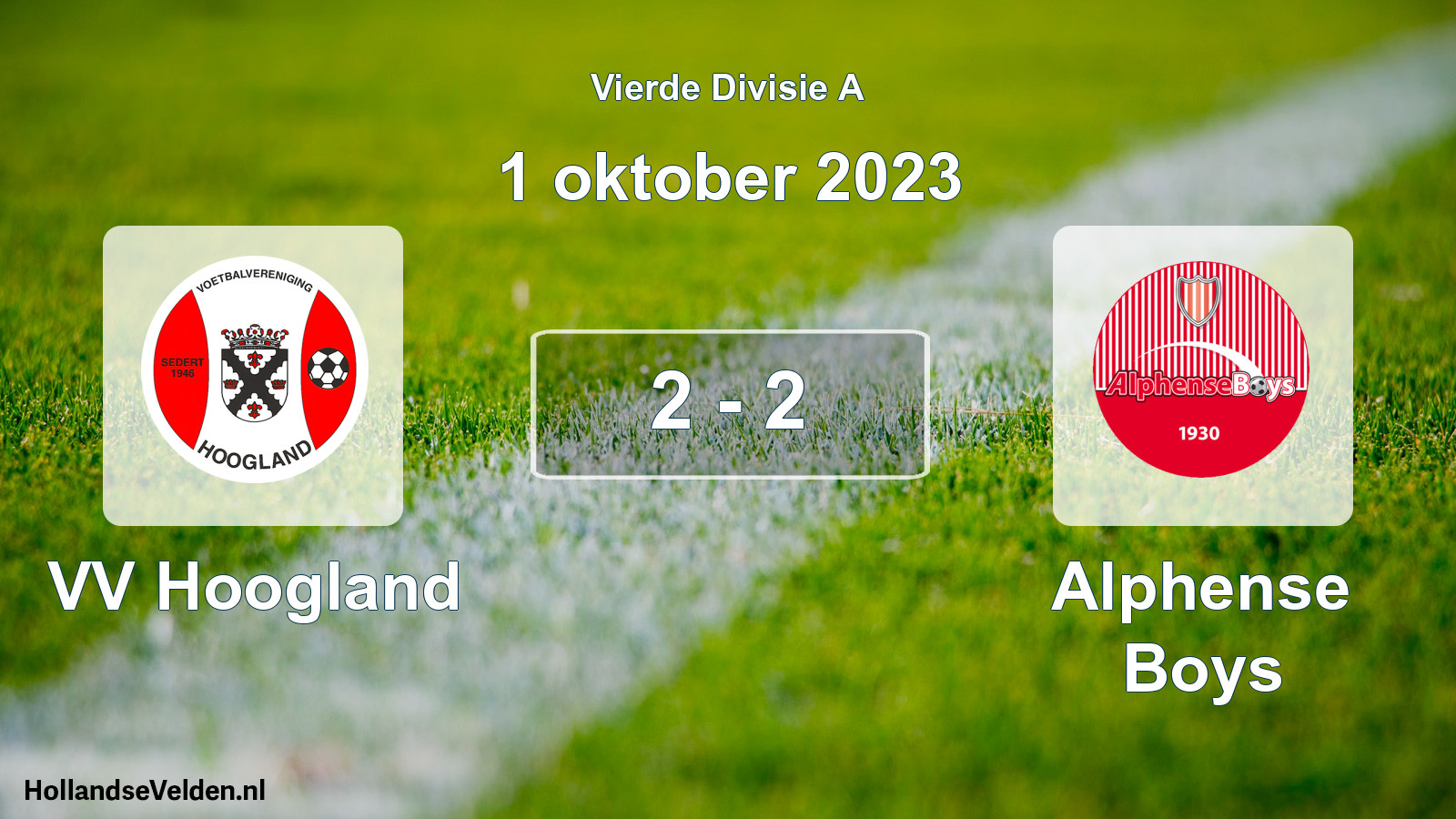 Total number of matches played: VV Hoogland - Alphense Boys 2 - 2 (1 October 2023)