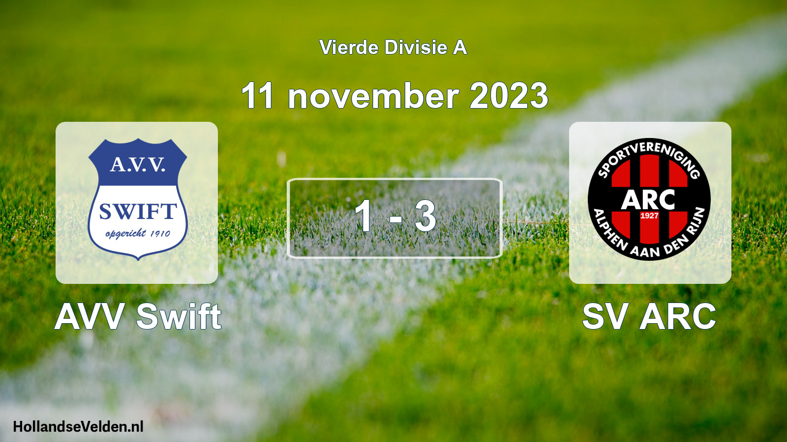 Total number of matches played: AVV Swift - SV ARC 1 - 3 (11 November 2023)