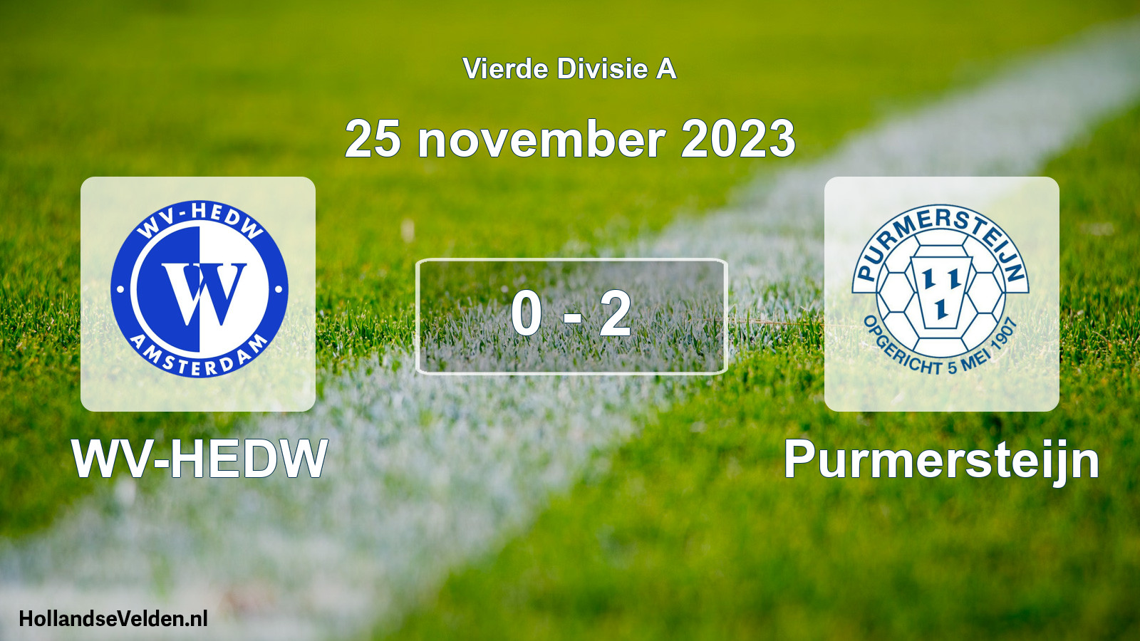 Total number of matches played: WV-HEDW - Purmersteijn 0 - 2 (25 November 2023)