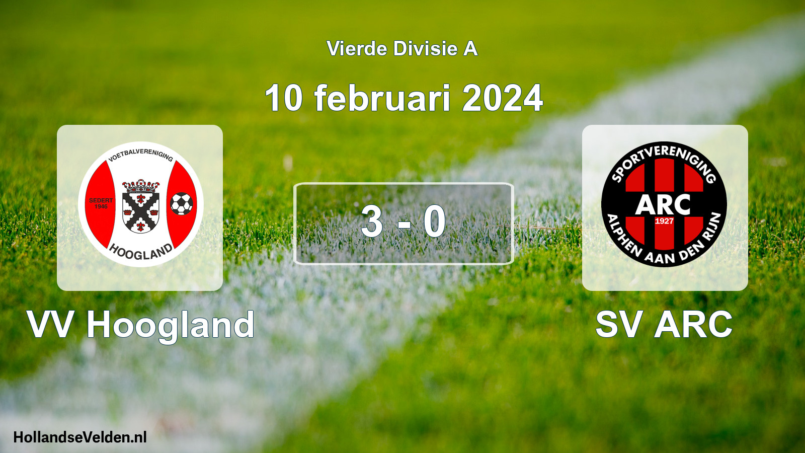 Total number of matches played: VV Hoogland - SV ARC 3 - 0 (10 February 2024)