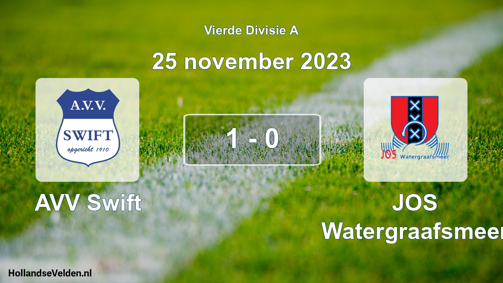Total number of matches played: AVV Swift - JOS Watergraafsmeer 1 - 0 (25 November 2023)