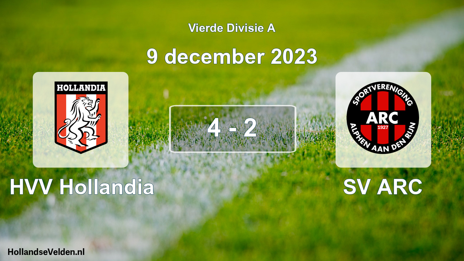 Total number of matches played: HVV Hollandia - SV ARC 4 - 2 (9 December 2023)