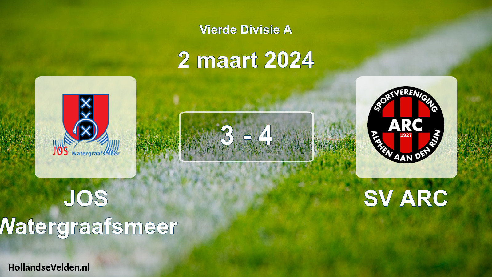 Total number of matches played: JOS Watergraafsmeer - SV ARC 3 - 4 (2 March 2024)