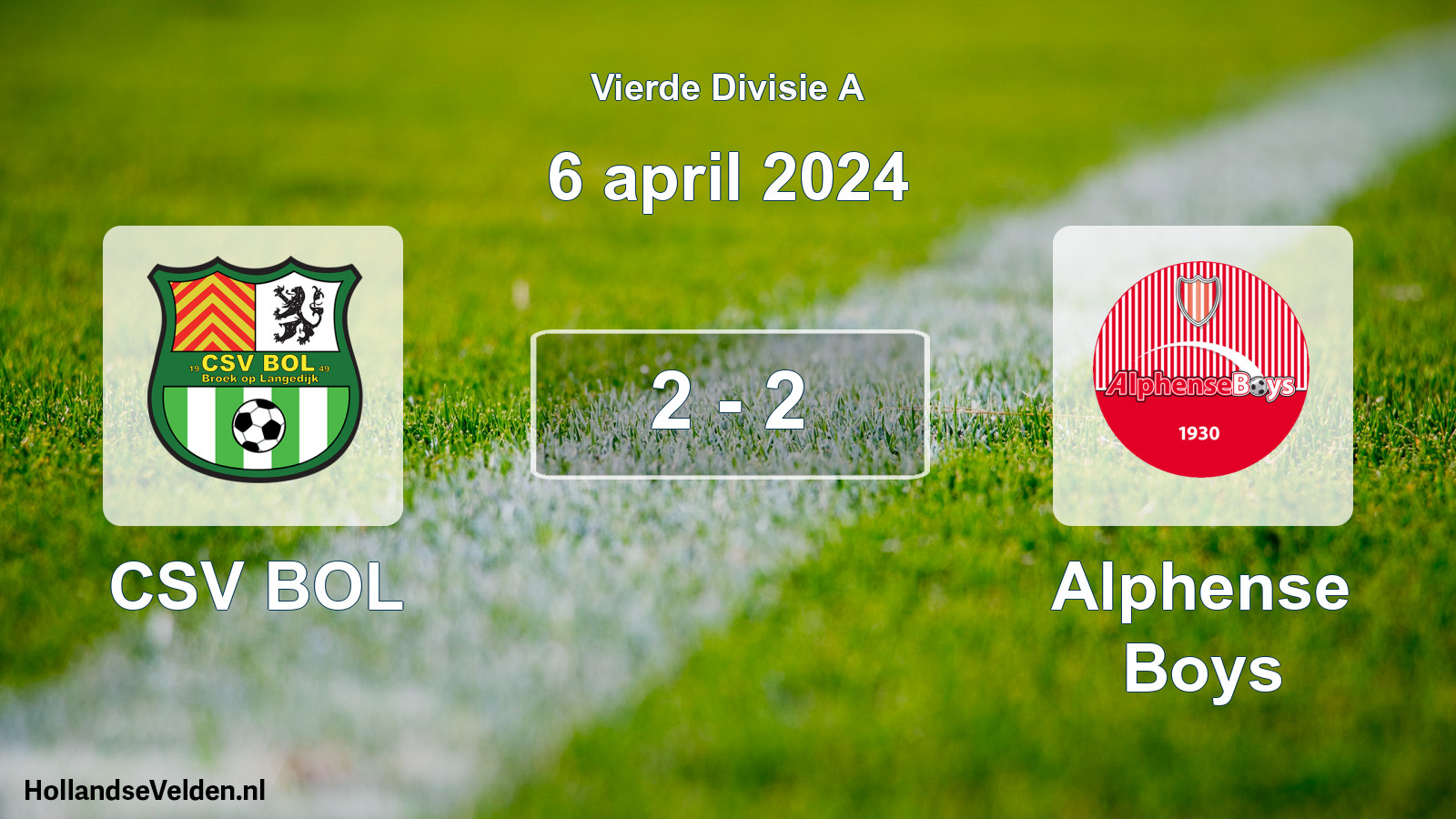 Total number of matches played: CSV BOL - Alphense Boys 2 - 2 (6 April 2024)