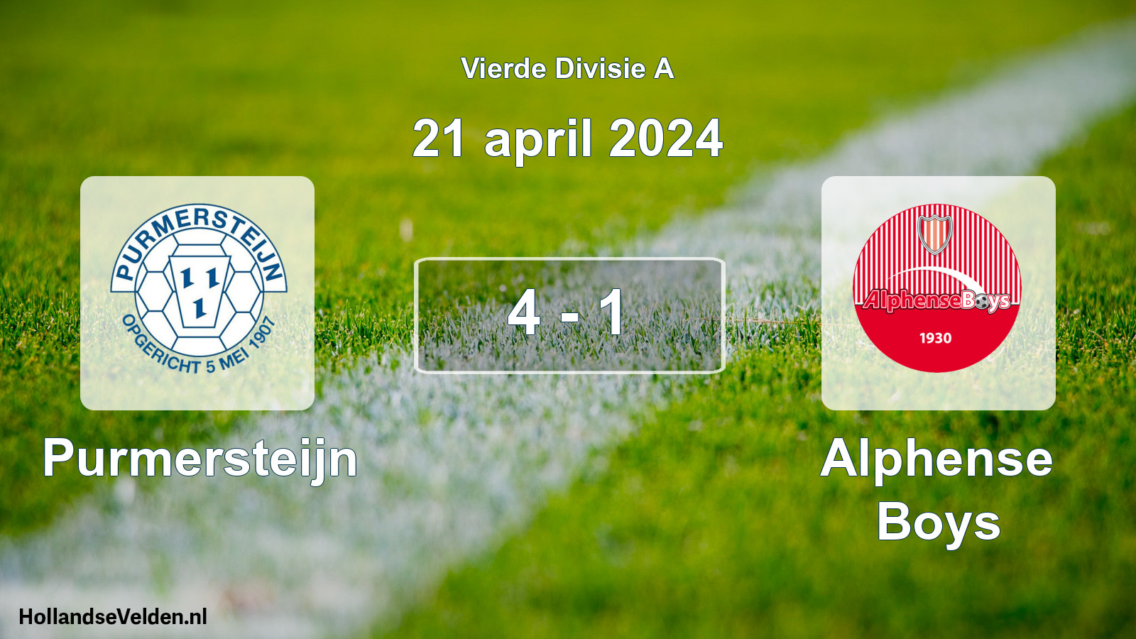 Total number of matches played: Purmersteijn - Alphense Boys 4 - 1 (21 April 2024)