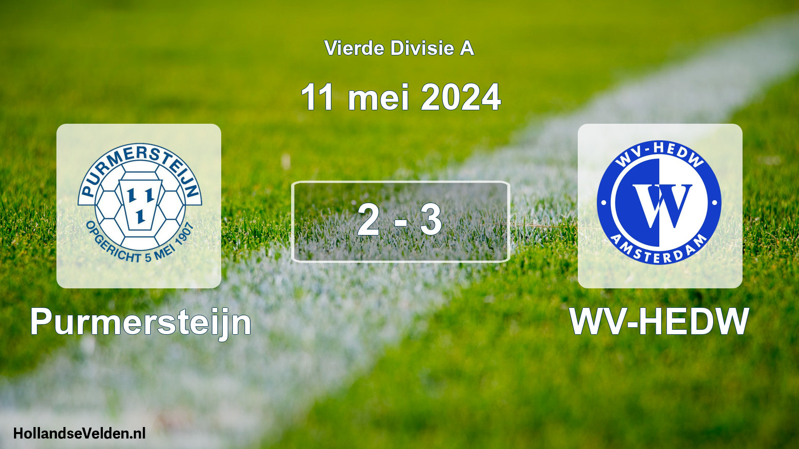 Total number of matches played: Purmersteijn - WV-HEDW 2 - 3 (11 May 2024)