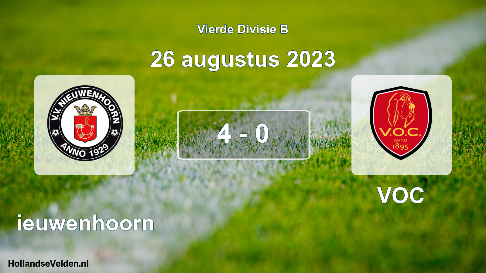 Total number of matches played: Nieuwenhoorn - VOC 4 - 0 (26 August 2023)