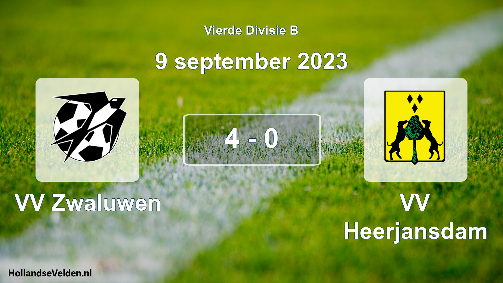 Total number of matches played: VV Zwaluwen - VV Heerjansdam 4 - 0 (9 September 2023)