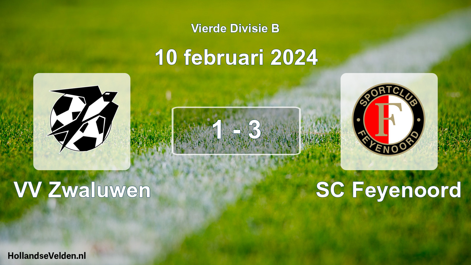 Total number of matches played: VV Zwaluwen - SC Feyenoord 1 - 3 (10 February 2024)