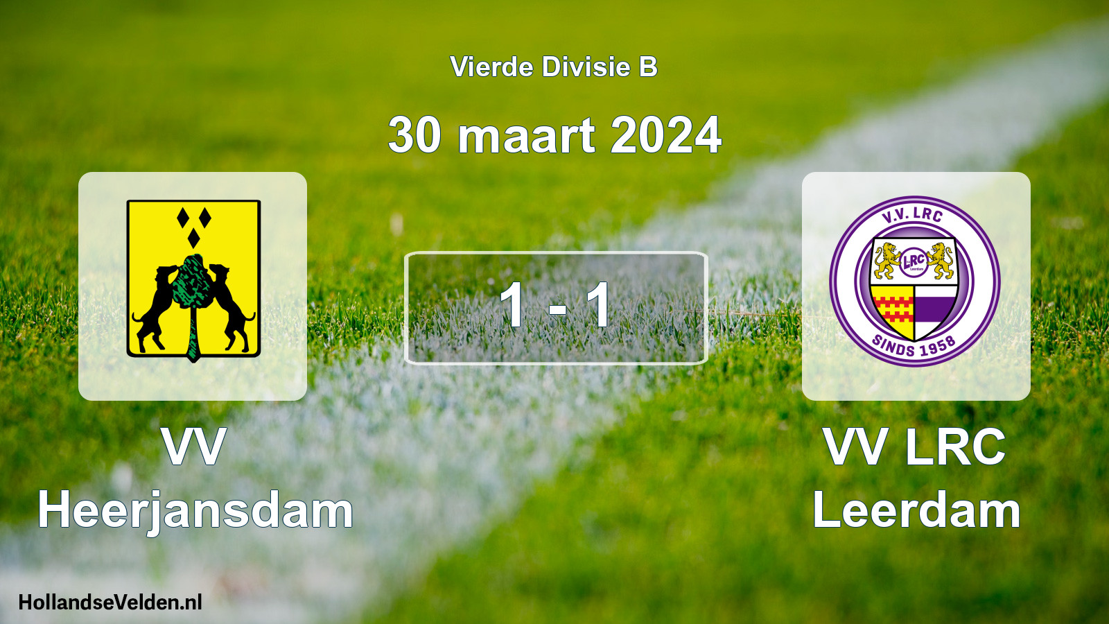 Total number of matches played: VV Heerjansdam - VV LRC Leerdam 1 - 1 (30 March 2024)