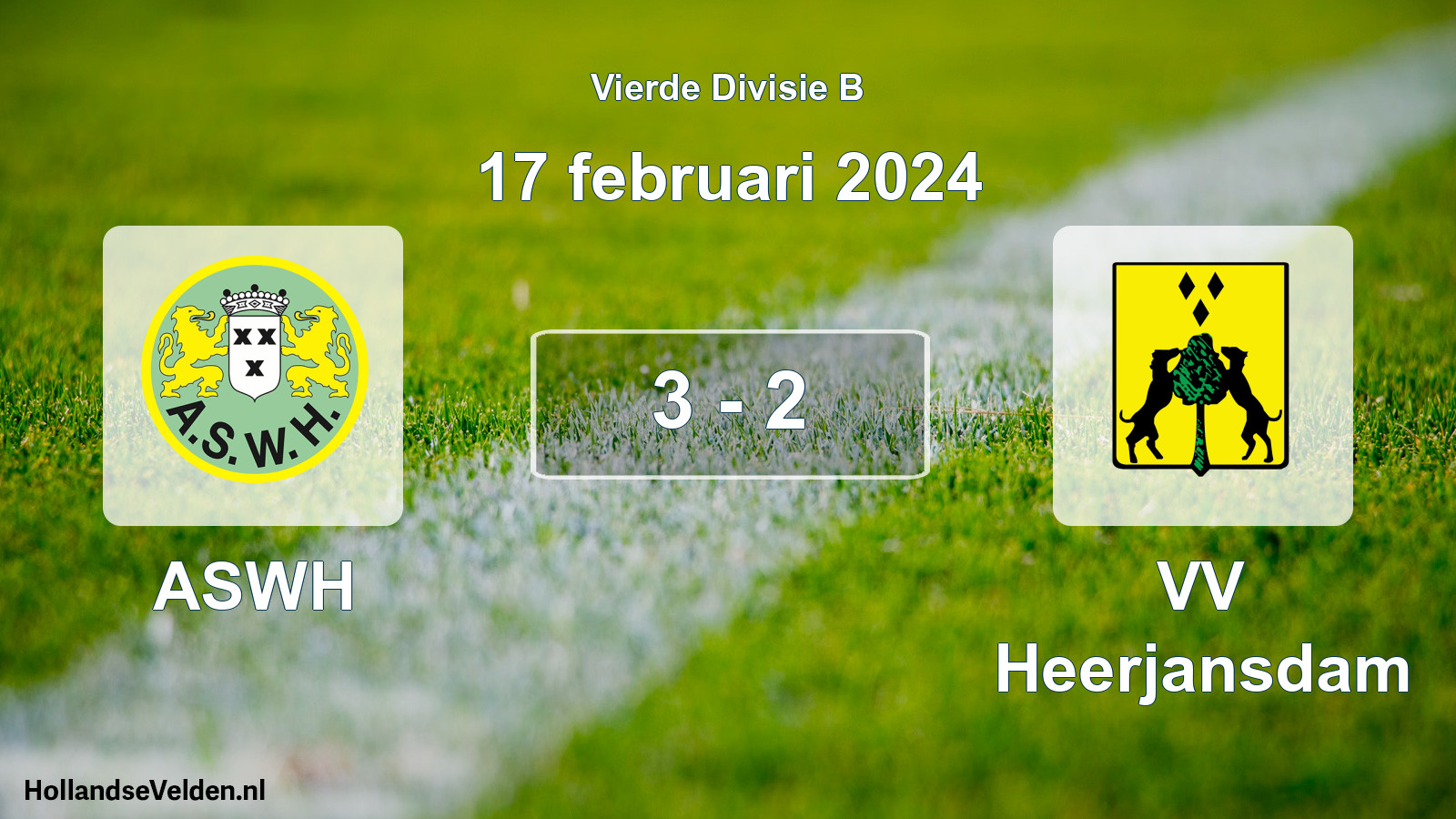 Total number of matches played: ASWH - VV Heerjansdam 3 - 2 (17 February 2024)
