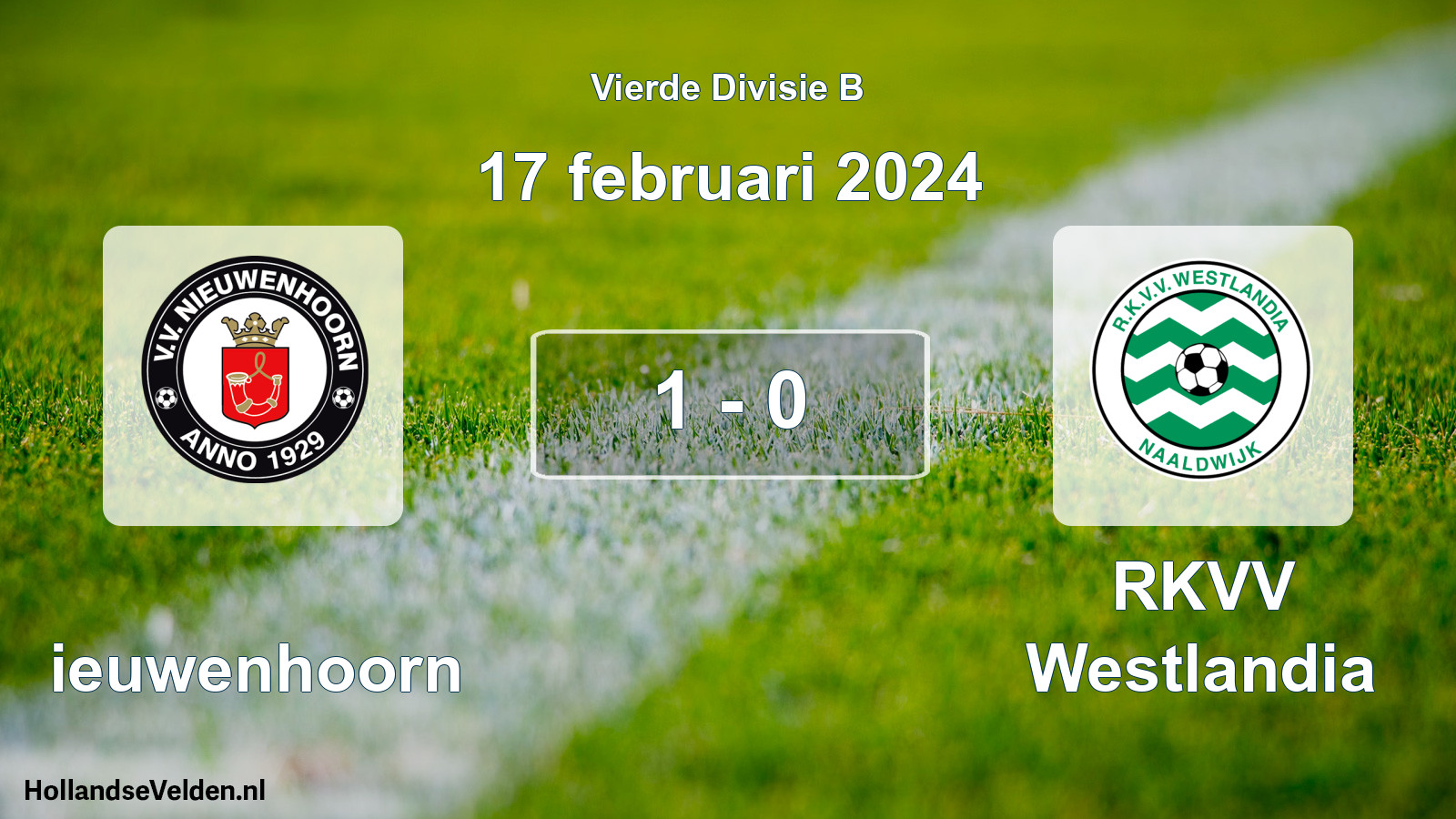 Total number of matches played: Nieuwenhoorn - RKVV Westlandia 1 - 0 (17 February 2024)
