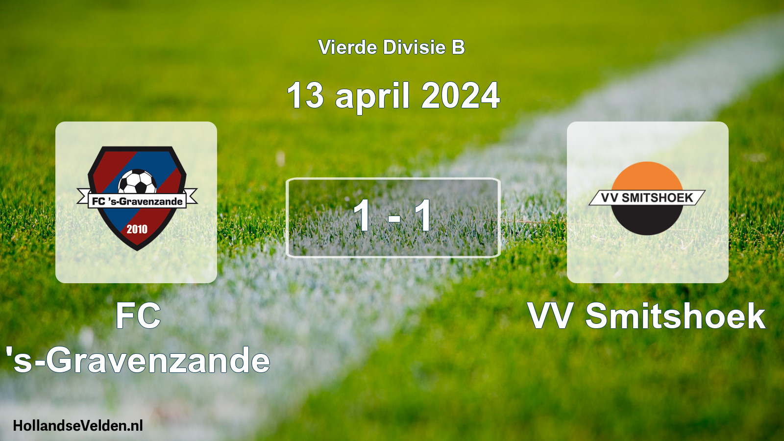 Total number of matches played: FC 's-Gravenzande - VV Smitshoek 1 - 1 (13 April 2024)