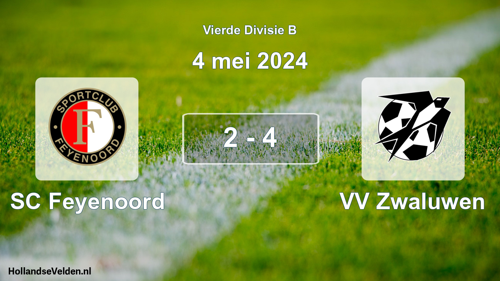Total number of matches played: SC Feyenoord - VV Zwaluwen 2 - 4 (4 May 2024)