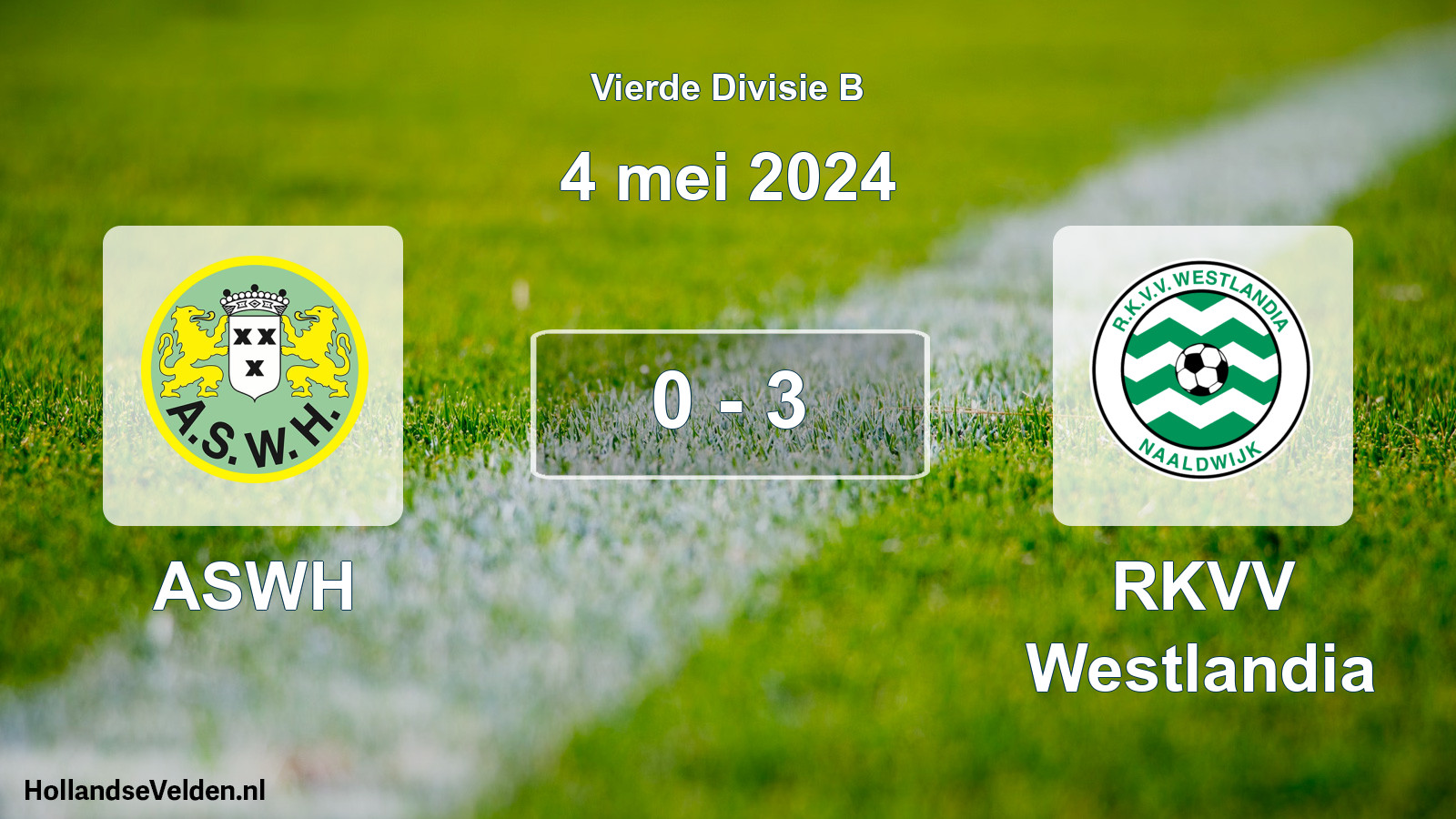 Total number of matches played: ASWH - RKVV Westlandia 0 - 3 (4 May 2024)