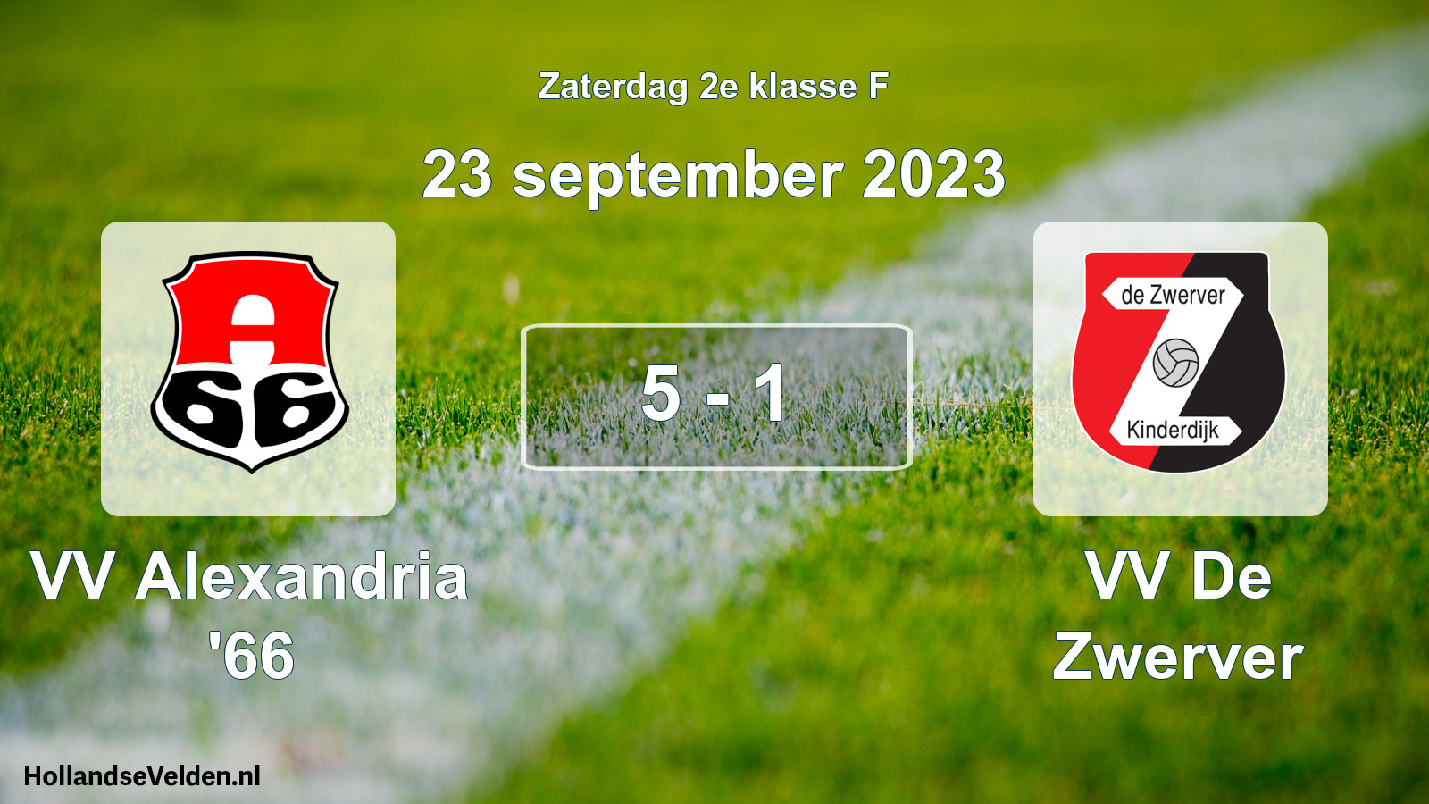 Total number of matches played: VV Alexandria '66 - VV De Zwerver 5 - 1 (23 September 2023)