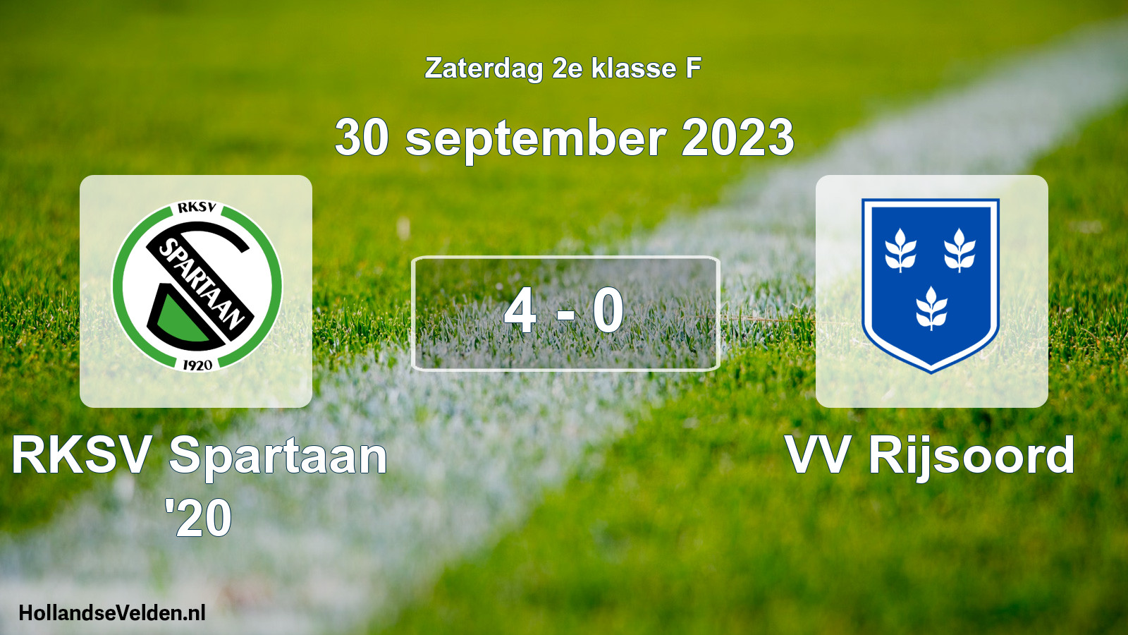 Total number of matches played: RKSV Spartaan '20 - VV Rijsoord 4 - 0 (30 September 2023)