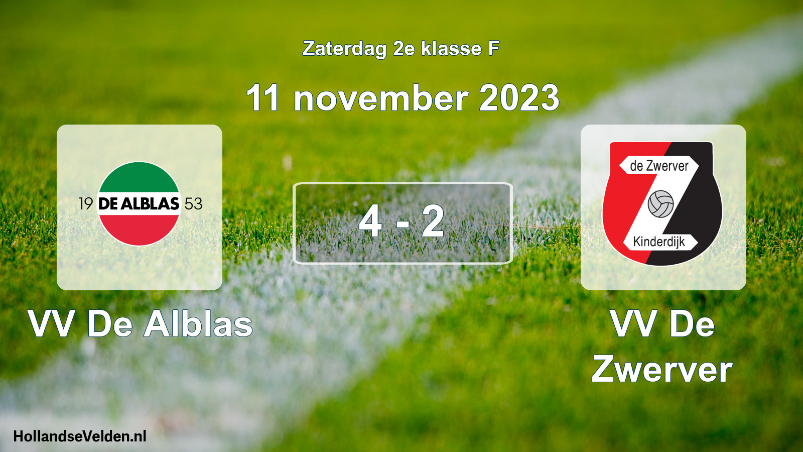 Total number of matches played: VV De Alblas - VV De Zwerver 4 - 2 (11 November 2023)