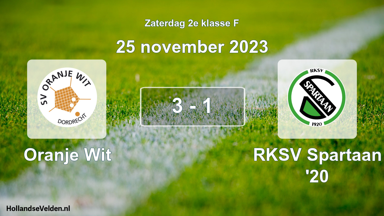 Total number of matches played: Oranje Wit - RKSV Spartaan '20 3 - 1 (25 November 2023)