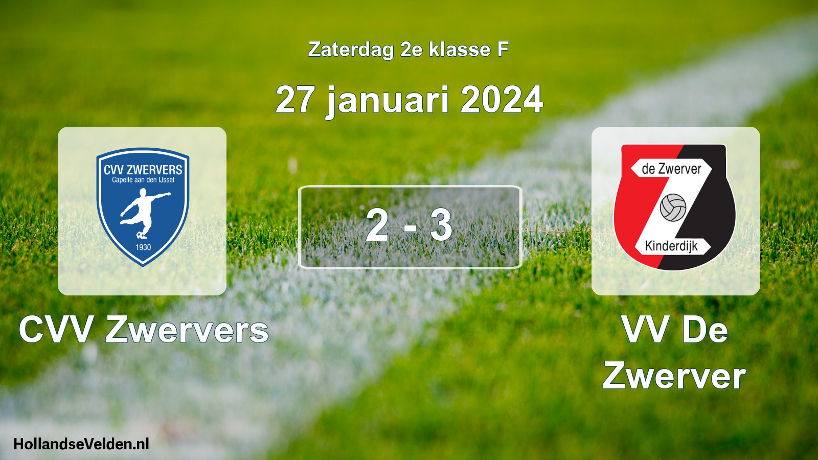 Total number of matches played: CVV Zwervers - VV De Zwerver 2 - 3 (27 January 2024)