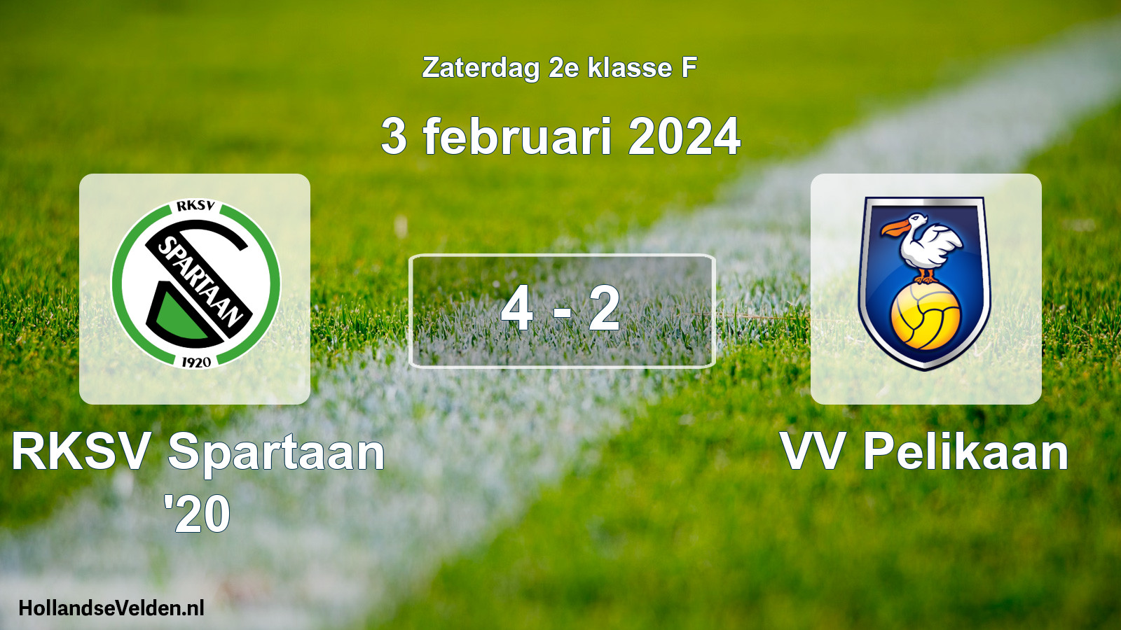 Total number of matches played: RKSV Spartaan '20 - VV Pelikaan 4 - 2 (3 February 2024)