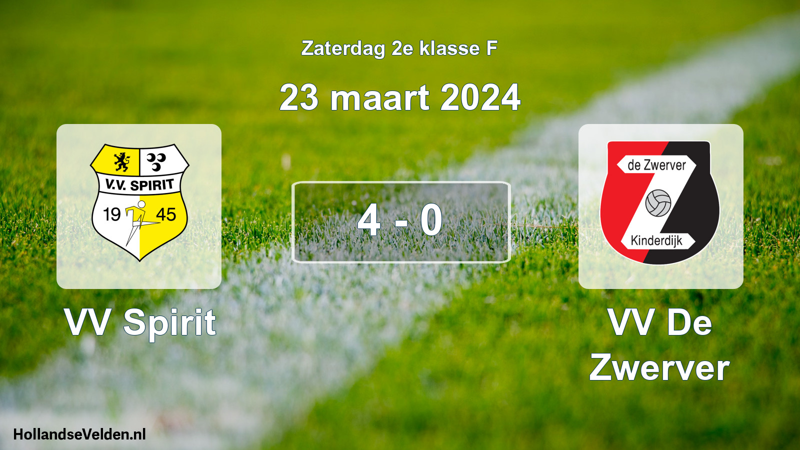 Total number of matches played: VV Spirit - VV De Zwerver 4 - 0 (23 March 2024)