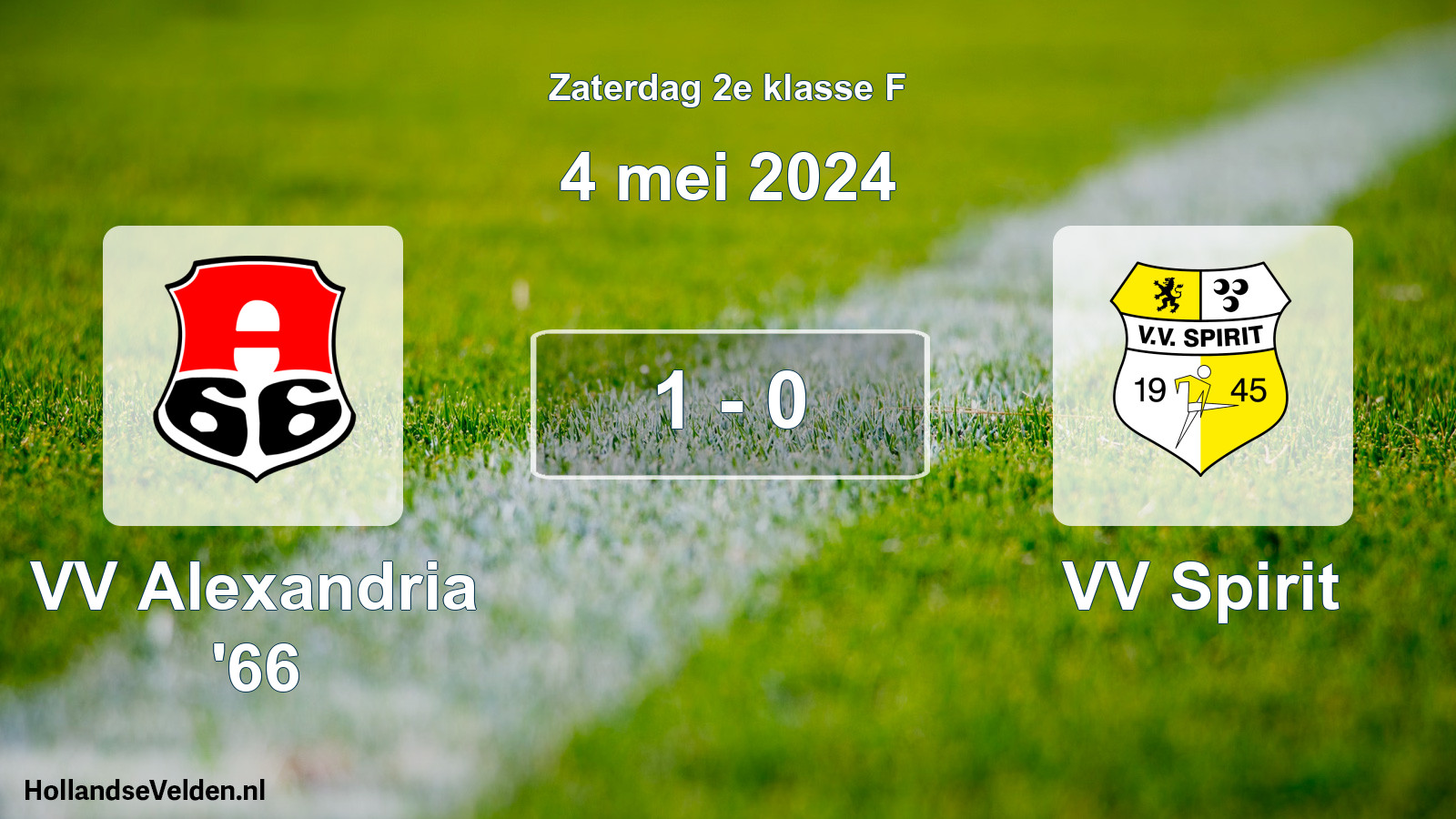 Total number of matches played: VV Alexandria '66 - VV Spirit 1 - 0 (4 May 2024)