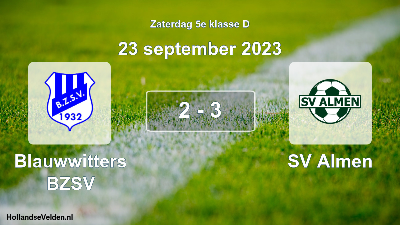 Total number of matches played: Blauwwitters BZSV - SV Almen 2 - 3 (23 September 2023)
