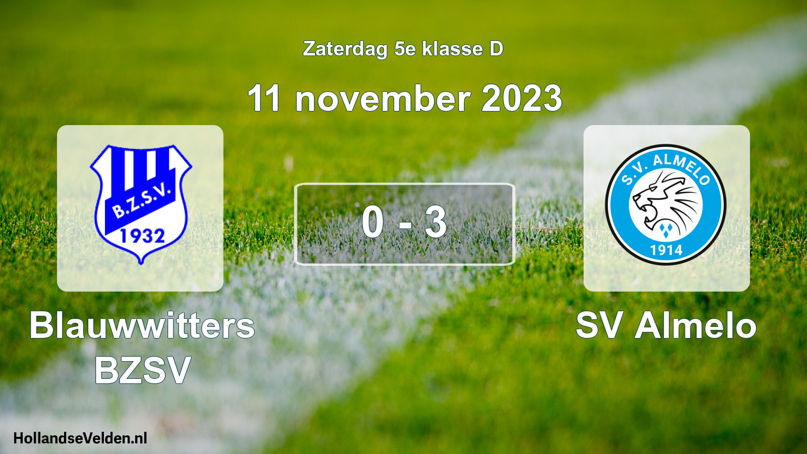 Total number of matches played: Blauwwitters BZSV - SV Almelo 0 - 3 (11 November 2023)