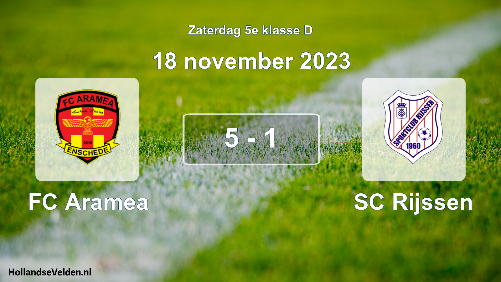 Total number of matches played: FC Aramea - SC Rijssen 5 - 1 (18 November 2023)